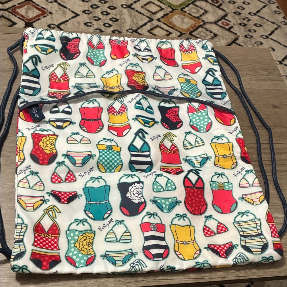 Colorful Swimwear Print Drawstring Bag / Cinch Bag Thirty One Brand